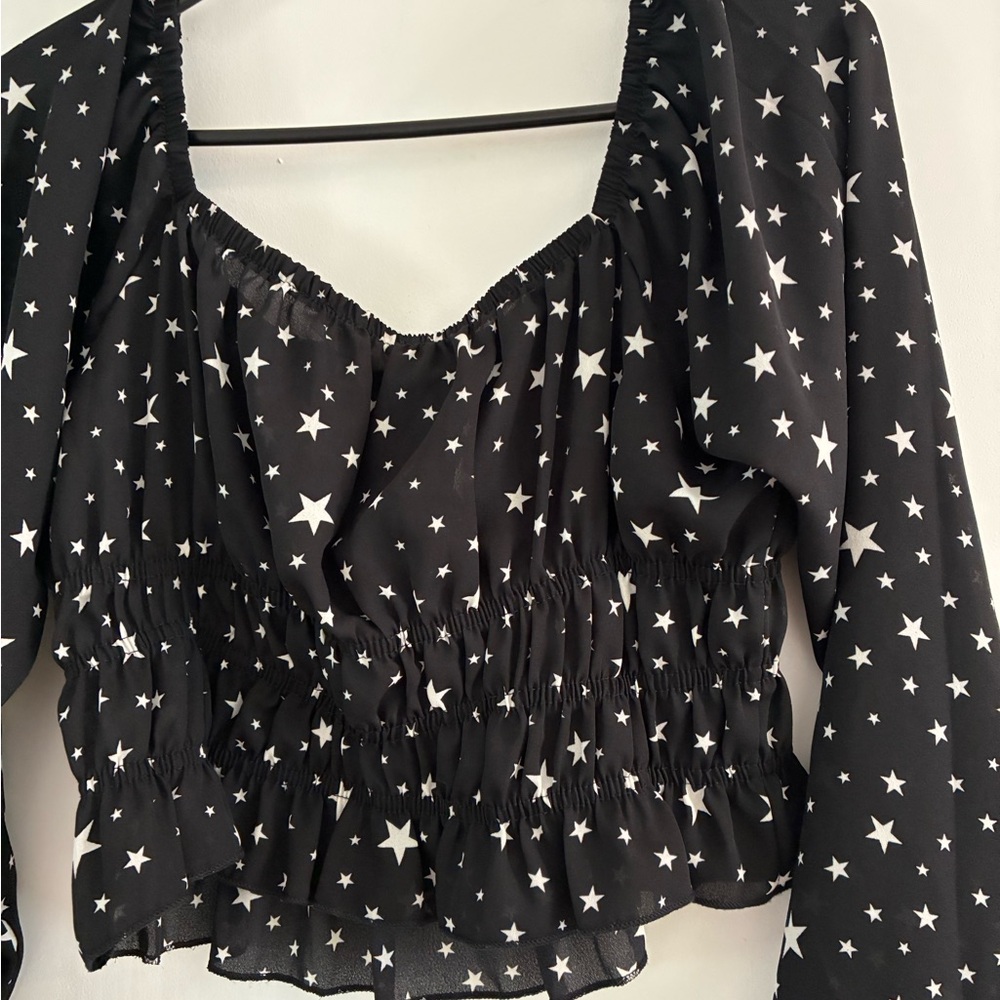 Black Star Print Women's Top